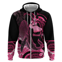 Aloha Hawaii Maui Hoodie Valley Isle Humpback Whale Black LT14 Zip Hoodie Black - Polynesian Pride