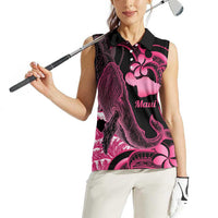 Aloha Hawaii Maui Women Sleeveless Polo Shirt Valley Isle Humpback Whale Black LT14 - Polynesian Pride