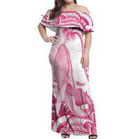 Aloha Hawaii Maui Off Shoulder Maxi Dress Valley Isle Humpback Whale White LT14 Women White - Polynesian Pride