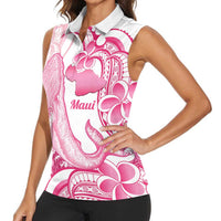 Aloha Hawaii Maui Women Sleeveless Polo Shirt Valley Isle Humpback Whale White LT14 - Polynesian Pride