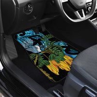 Turquoise New Zealand Kowhai And Piwakawaka Car Mats Maori Ngaru Paua Shell