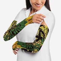 Yellow New Zealand Kowhai And Piwakawaka Arm Sleeves Maori Ngaru Paua Shell - Polynesian Pride