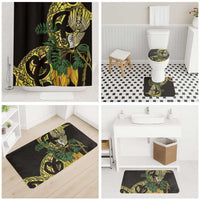 Yellow New Zealand Kowhai And Piwakawaka Bathroom Set Maori Ngaru Paua Shell - Polynesian Pride