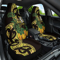 Yellow New Zealand Kowhai And Piwakawaka Car Seat Cover Maori Ngaru Paua Shell
