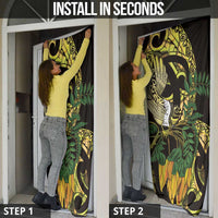 Yellow New Zealand Kowhai And Piwakawaka Door Cover Maori Ngaru Paua Shell - Polynesian Pride