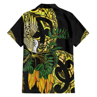 Yellow New Zealand Kowhai And Piwakawaka Hawaiian Shirt Maori Ngaru Paua Shell