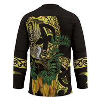 Yellow New Zealand Kowhai And Piwakawaka Hockey Jersey Maori Ngaru Paua Shell LT14 - Polynesian Pride