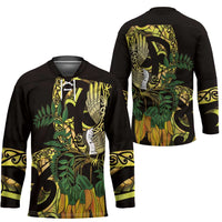 Yellow New Zealand Kowhai And Piwakawaka Hockey Jersey Maori Ngaru Paua Shell LT14 - Polynesian Pride