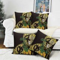 Yellow New Zealand Kowhai And Piwakawaka Pillow Cover Maori Ngaru Paua Shell - Polynesian Pride