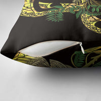 Yellow New Zealand Kowhai And Piwakawaka Pillow Cover Maori Ngaru Paua Shell - Polynesian Pride