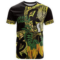 Yellow New Zealand Kowhai And Piwakawaka T Shirt Maori Ngaru Paua Shell