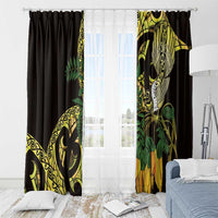 Yellow New Zealand Kowhai And Piwakawaka Window Curtain Maori Ngaru Paua Shell
