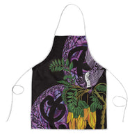 Purple New Zealand Kowhai And Piwakawaka Apron Maori Ngaru Paua Shell - Polynesian Pride