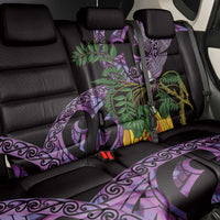 Purple New Zealand Kowhai And Piwakawaka Back Car Seat Cover Maori Ngaru Paua Shell