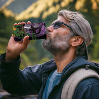 Purple New Zealand Kowhai And Piwakawaka 4 in 1 Can Cooler Tumbler Maori Ngaru Paua Shell