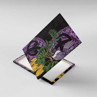 Purple New Zealand Kowhai And Piwakawaka Canvas Wall Art Maori Ngaru Paua Shell