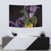 Purple New Zealand Kowhai And Piwakawaka Tapestry Maori Ngaru Paua Shell