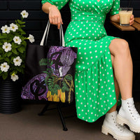 Purple New Zealand Kowhai And Piwakawaka Tote Bag Maori Ngaru Paua Shell - Polynesian Pride