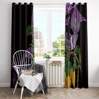 Purple New Zealand Kowhai And Piwakawaka Window Curtain Maori Ngaru Paua Shell