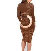Vanuatu Indipendens Dei Family Matching Long Sleeve Bodycon Dress and Hawaiian Shirt Yumi 44th Sand Drawing Turtle Mix Lapita