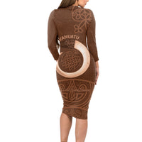 Vanuatu Indipendens Dei Long Sleeve Bodycon Dress Yumi 44th Sand Drawing Turtle Mix Lapita