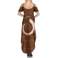 Vanuatu Indipendens Dei Summer Maxi Dress Yumi Sand Drawing Turtle Mix Lapita LT14 - Polynesian Pride