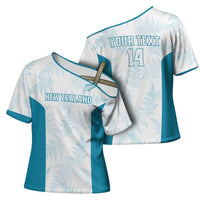 Custom New Zealand Silver Fern Football Cross Shoulder Shirt Come On All White - Polynesian Pride