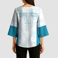 Custom New Zealand Silver Fern Football Kimono Sleeve Blouse Come On All White - Polynesian Pride