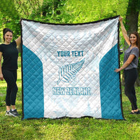 Custom New Zealand Silver Fern Football Quilt Come On All White