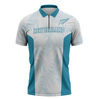Custom New Zealand Silver Fern Football Zipper Polo Shirt Come On All White - Polynesian Pride