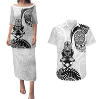 Custom Aotearoa Football Couples Matching Puletasi and Hawaiian Shirt NZ Maori Tiki Go Champions