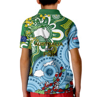 Australia And Fiji Kid Polo Shirt Aboriginal Mix Fijian Tapa Unique Style LT14 - Polynesian Pride