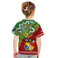 Australia And Tonga Kid T Shirt Aboriginal Mix Tongan Ngatu Unique Style LT14 - Polynesian Pride