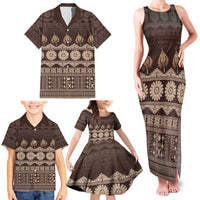 Bula Fiji Iri ni Meke Family Matching Tank Maxi Dress and Hawaiian Shirt Kuvui Fijian Masi - Polynesian Pride