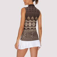 Bula Fiji Iri ni Meke Women Sleeveless Polo Shirt Kuvui Fijian Masi - Polynesian Pride