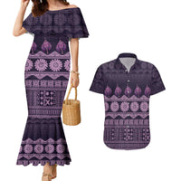 Bula Fiji Iri ni Meke Couples Matching Mermaid Dress and Hawaiian Shirt Lokaloka Fijian Masi - Polynesian Pride