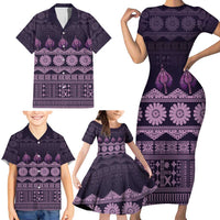 Bula Fiji Iri ni Meke Family Matching Short Sleeve Bodycon Dress and Hawaiian Shirt Lokaloka Fijian Masi - Polynesian Pride