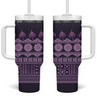 Bula Fiji Iri ni Meke Tumbler With Handle Lokaloka Fijian Masi - Polynesian Pride