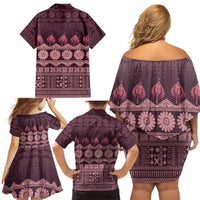 Bula Fiji Iri ni Meke Family Matching Off Shoulder Short Dress and Hawaiian Shirt Piqi Fijian Masi - Polynesian Pride