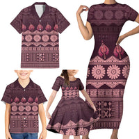 Bula Fiji Iri ni Meke Family Matching Short Sleeve Bodycon Dress and Hawaiian Shirt Piqi Fijian Masi - Polynesian Pride