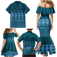 Bula Fiji Iri ni Meke Family Matching Mermaid Dress and Hawaiian Shirt Karakarawa Fijian Masi - Polynesian Pride