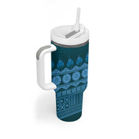 Bula Fiji Iri ni Meke Tumbler With Handle Karakarawa Fijian Masi - Polynesian Pride