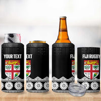 Fiji Tapa Rugby Custom 4 in 1 Can Cooler Tumbler Go Fijiana - Polynesian Pride