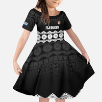 Fiji Tapa Rugby Custom Family Matching Short Sleeve Bodycon Dress and Hawaiian Shirt Go Fijiana - Polynesian Pride