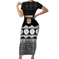 Fiji Tapa Rugby Custom Family Matching Short Sleeve Bodycon Dress and Hawaiian Shirt Go Fijiana - Polynesian Pride