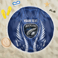 Auckland 2026 Rugby Custom Beach Blanket NZ Maori Silver Fern