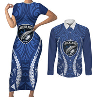 Auckland 2026 Rugby Custom Couples Matching Short Sleeve Bodycon Dress and Long Sleeve Button Shirt NZ Maori Silver Fern