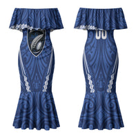Auckland 2026 Rugby Custom Family Matching Mermaid Dress and Hawaiian Shirt NZ Maori Silver Fern LT14 Mom's Dress Blue - Polynesian Pride