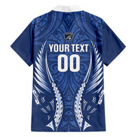 Auckland 2026 Rugby Custom Family Matching Off Shoulder Short Dress and Hawaiian Shirt NZ Maori Silver Fern LT14 Dad's Shirt - Long Sleeve Blue - Polynesian Pride