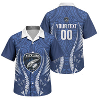Auckland 2026 Rugby Custom Family Matching Off Shoulder Short Dress and Hawaiian Shirt NZ Maori Silver Fern LT14 Son's Shirt Blue - Polynesian Pride